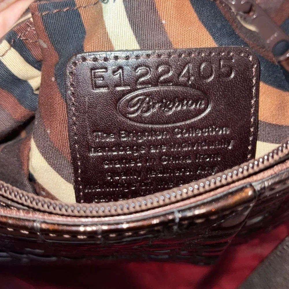 Brighton Collection Bronze Patent Leather Croc pattern Shoulder Bag‎
